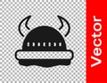 Black Viking in horned helmet icon isolated on transparent background. Vector