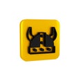 Black Viking in horned helmet icon isolated on transparent background. Yellow square button.