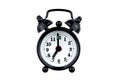 Black vintage alarm clock at 7 am Royalty Free Stock Photo