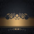 Black vintage background with gold border.