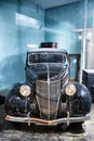 Black vintage car in a museum