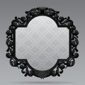 Black vintage carved classic frame with white ornamental background