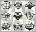 Black Vintage Military Labels Set