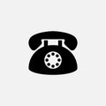 Black vintage old telephone isolated on white. Vector vintage illustration Royalty Free Stock Photo