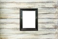 Black Vintage picture frame on old wood background Royalty Free Stock Photo