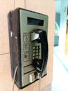black vintage public telephone nowadays Royalty Free Stock Photo
