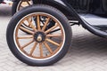 Black vintage rarity car. Vintage Car wheels - classic vehicle Royalty Free Stock Photo