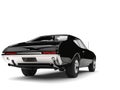 Black vintage restored muscle car - back view