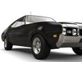 Black vintage restored muscle car - extreme closeup Royalty Free Stock Photo