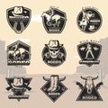 Black Vintage Rodeo Logos Set Royalty Free Stock Photo