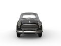 Black vintage small compact car - front view Royalty Free Stock Photo