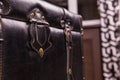 Black vintage suitcase leather texture Royalty Free Stock Photo