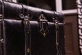 Black vintage suitcase leather texture Royalty Free Stock Photo