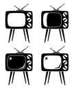 Black vintage tv on high stand silhouette set