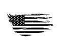 Black vintage USA flag illustration. Vector American flag on grunge texture.