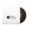 Black vintage vinyl record with blank cover case Royalty Free Stock Photo