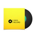 Black vintage vinyl record with blank yellow cover Royalty Free Stock Photo