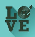 Black vinyl record disc flat love concept vector