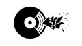 A Black Vinyl Record Shattering into Many Sharp Pieces, vector design Generative AI Royalty Free Stock Photo