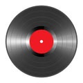 Black Vinyl Record on White Background