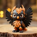 Black Vinyl Toy Figurine With Glowing Candle: Cute Cartoonish Design