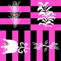 Black and violet geometric figures with white flowers Royalty Free Stock Photo