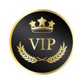 black vip circle crown. Certificate design. Elegant luxury. Vector illustration. Stock image. Royalty Free Stock Photo