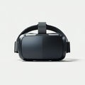 A black virtual reality headset with a smooth, curved design. It features a wide, Royalty Free Stock Photo