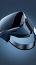 A black virtual reality headset with a smooth, sleek design is shown from a close-up perspective, with the focus on Royalty Free Stock Photo