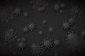 Perspective blurred black background with multiple virus particles