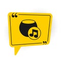 Black Voice assistant icon isolated on white background. Voice control user interface smart speaker. Yellow speech Royalty Free Stock Photo