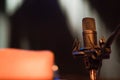 BLACK VOICE MICROPHONE ON STAGE Royalty Free Stock Photo
