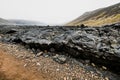 Black volcanic rock near Geldingadalir active Volcano site in Iceland