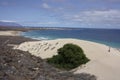 Black volcanic rocks and white sand in Cape Verde Islands Royalty Free Stock Photo