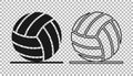 Black Volleyball ball icon isolated on transparent background. Sport equipment. Vector