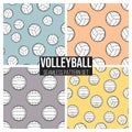 Black volleyball ball pattern repeat seamless in color background for any design. Vector geometric illustration set