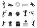 Black volleyball icons set