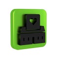 Black Volunteer center icon isolated on transparent background. Green square button.