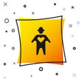 Black Volunteer icon isolated on white background. Yellow square button. Vector