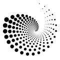 Black vortex dotted shape. Geometric art. Trendy design element for border frame, logo, tattoo, symbol, web, prints, posters, temp Royalty Free Stock Photo