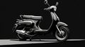 Distinct Stylistic Range: Black And White Moped Illustration