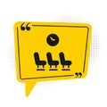Black Waiting room icon isolated on white background. Yellow speech bubble symbol. Vector