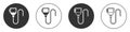 Black Walkie talkie icon isolated on white background. Portable radio transmitter icon. Radio transceiver sign. Circle Royalty Free Stock Photo