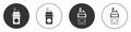 Black Walkie talkie icon isolated on white background. Portable radio transmitter icon. Radio transceiver sign. Circle Royalty Free Stock Photo