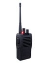 Black walkie talkie, portable radio transceiver communication isolated on white background Royalty Free Stock Photo
