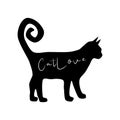 Black walking cat silhouette with typography Royalty Free Stock Photo