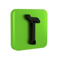 Black Walking stick cane icon isolated on transparent background. Green square button.