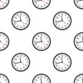 Black Wall Clock Flat Icon Seamless Pattern