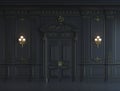 Black wall panels in classical style with gilding. 3d rendering