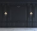 Black wall panels in classical style with silvering. 3d rendering